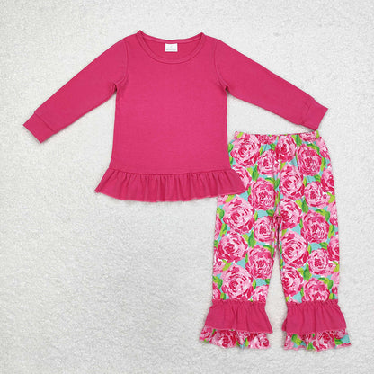 Baby Girl Long Sleeves Cotton Shirt Flower Pants Sibling Sister Clothes Set