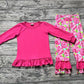 Baby Girl Long Sleeves Pink Cotton Tops Flower Pants Set