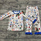 Baby Girl Kids Long Sleeves Christmas Soldier Shirt Pants Pajamas Bamboo Set