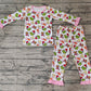 Baby Girl Long Sleeves Christmas Green Face Shirt Pants Pajamas Clothes Bamboo Set