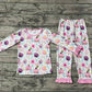 Baby Girl Kids Long Sleeves Pink Pumpkin Flower Shirt Pants Pajamas Fall Bamboo Set