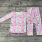 Baby Girl Christmas Santa Snowflake Pink Shirt Pants Pajamas Set