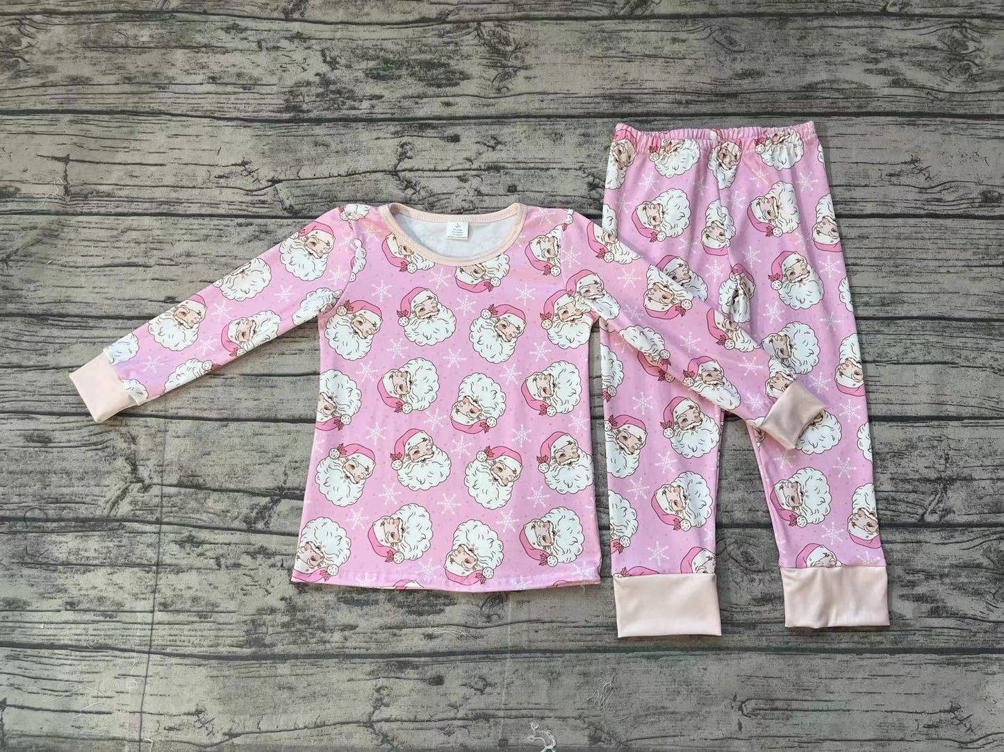 Baby Girl Christmas Santa Snowflake Pink Shirt Pants Pajamas Set