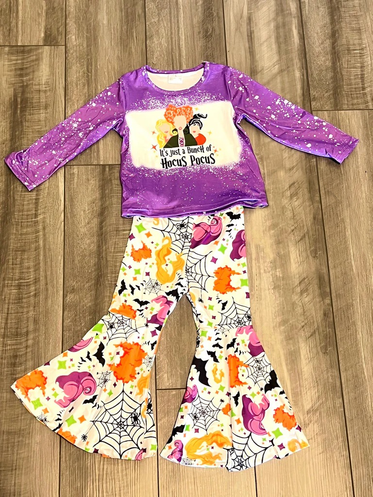 Pre-order Baby Girl Purple Shirt Bell Pants Halloween Set