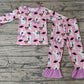 Baby Girl Long Sleeves Halloween Ghost Shirt Pants Pajamas Pink Set