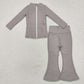 ( No. 6-10 ) Sibling Baby Girls Long Sleeves Zipper Pockets Jackets Bell Pants Yoga Active Sets RTS