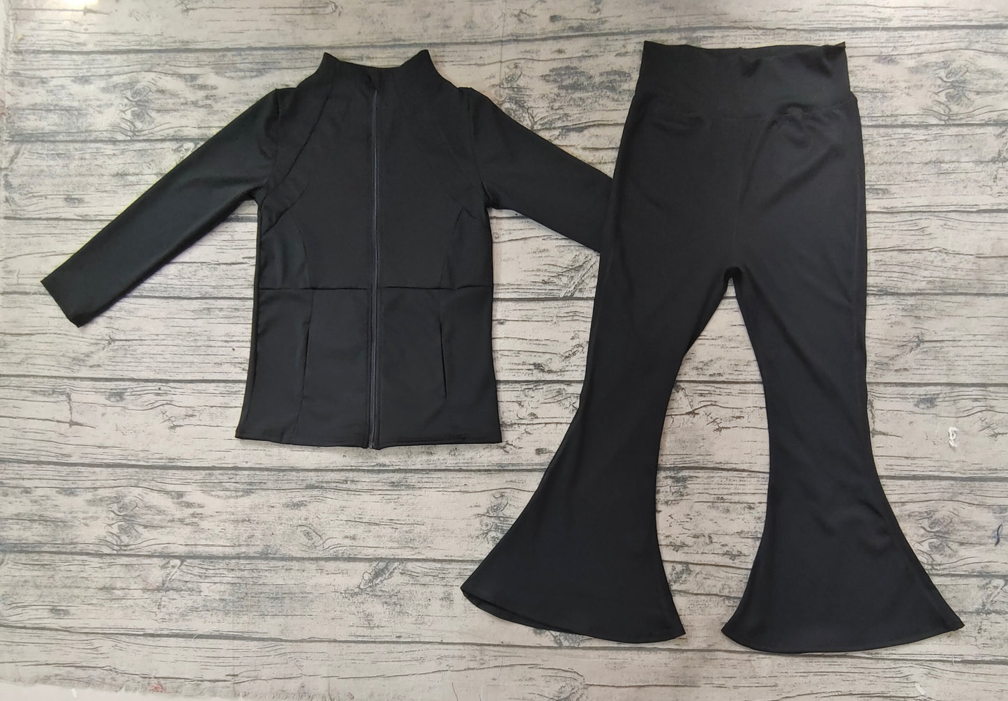 Baby Girl Long Sleeves Black Active Wear Jackets Pants Set