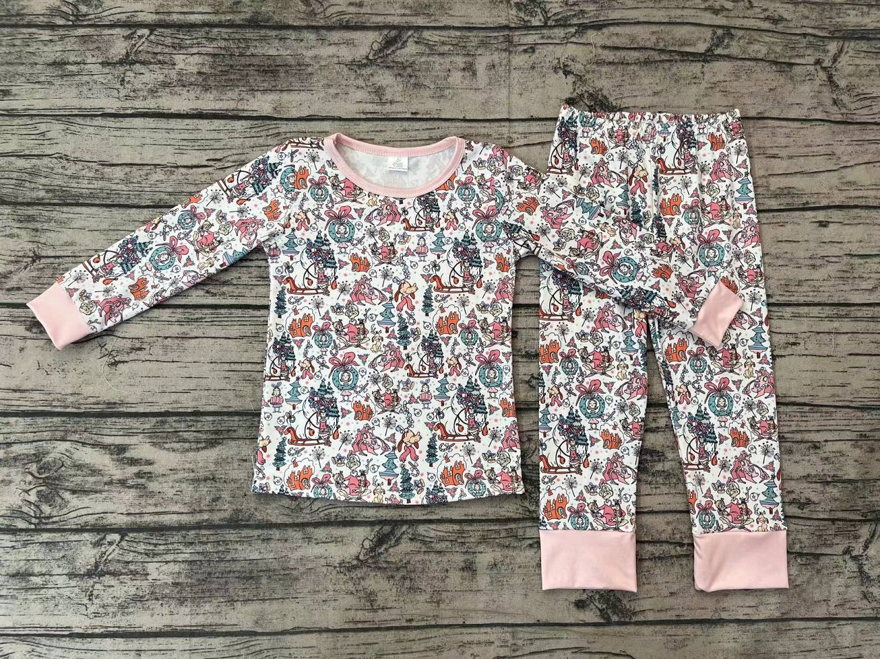 Baby Girl Long Sleeves Christmas Dogs Shirt Pants Pajamas Set