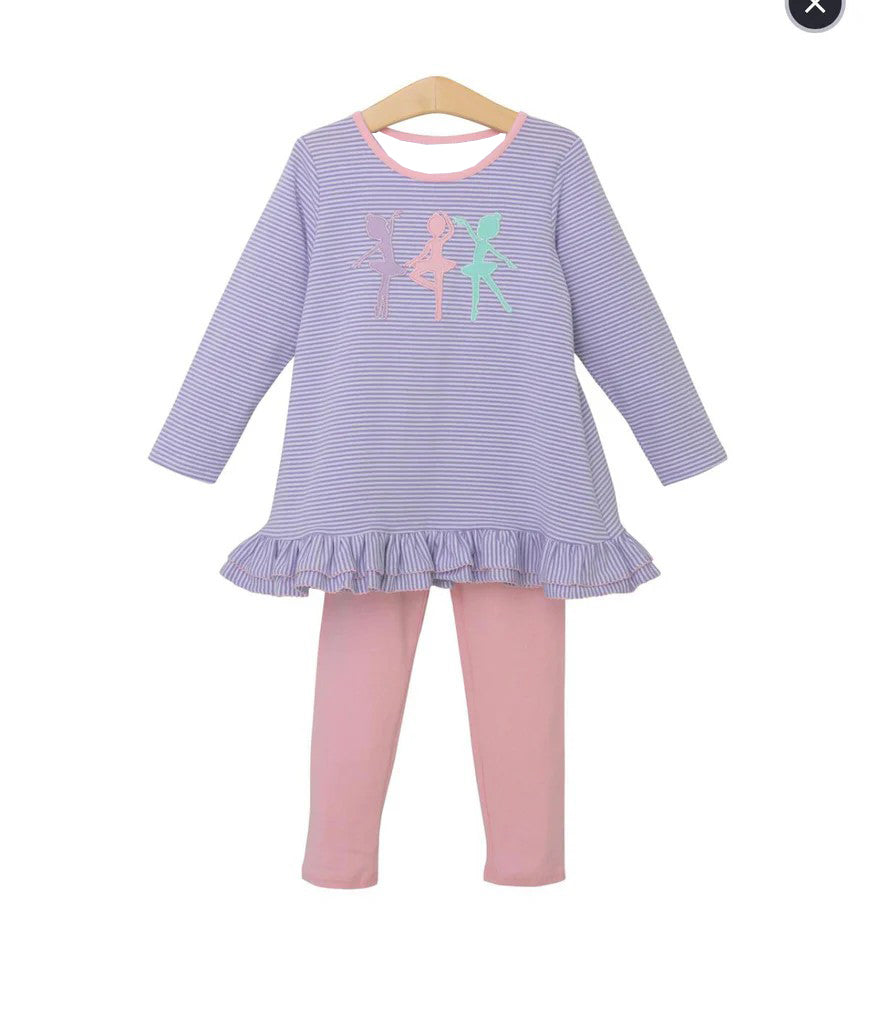 Pre-order Baby Girl Purple Stripes Dance Tunic Legging Set