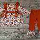 Baby Girl Long Sleeves Fall Football Flower Tunic Ruffle Pants Set