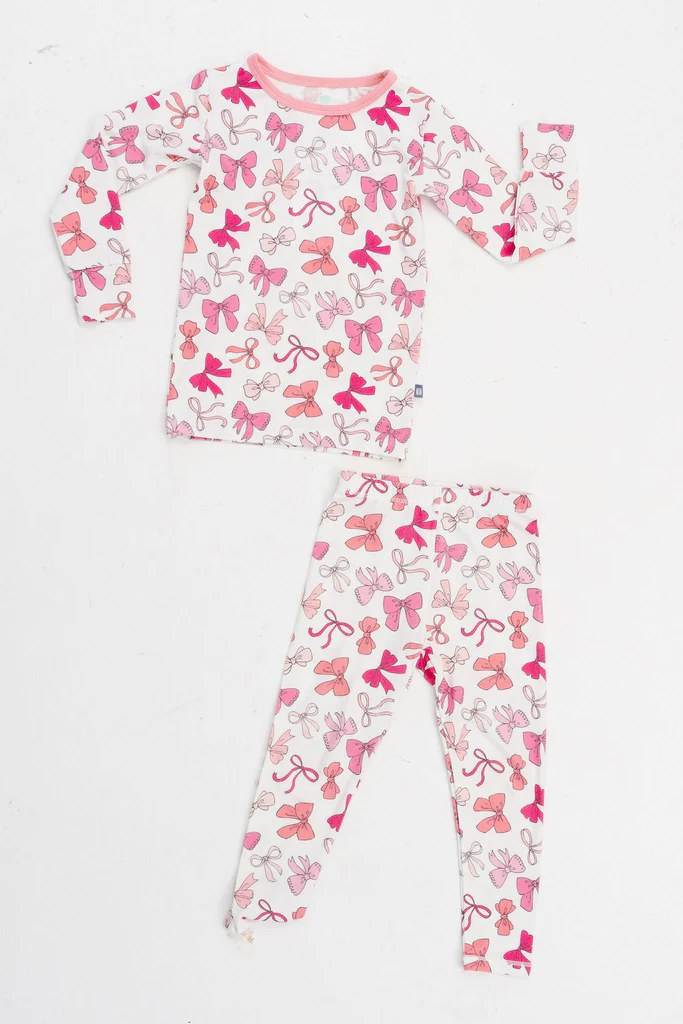 Pre-order Baby Girl Pink Bows Pants Pajamas Set