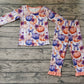 Baby Girl Pumpkin Purple Bows Shirt Pants Pajamas Bamboo Set