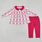Sibling Baby Girls Long Sleeves Bows Flowers Tunic Pants Clothes Sets RTS