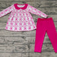 Baby Girl Long Sleeves Pink Bows Flower Tunic Cotton Legging Pants Set