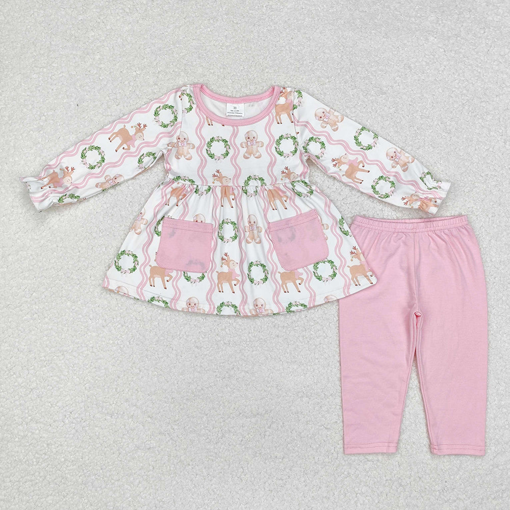 Baby Boy Girl Christmas Deer Gingerbread Sibling Pajamas Clothes Set