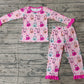 Baby Girl Long Sleeves Pink Halloween Pumpkin Shirt Pants Pajamas Bamboo Set