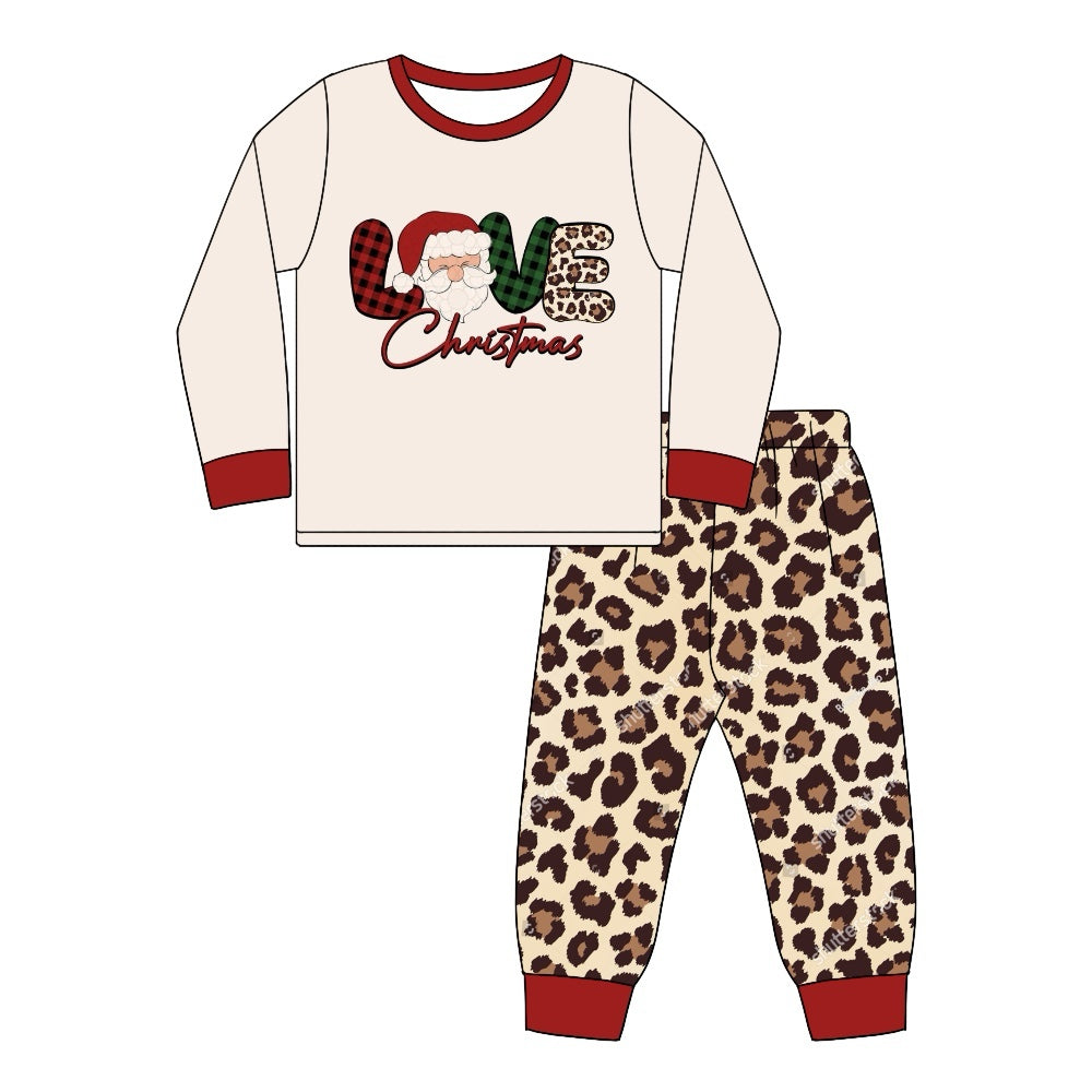 Pre-order Adult Women Love Christmas Tops Leopard Pants Pajamas