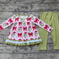 Baby Girl Christmas Green Face Bows Tunic Legging Set