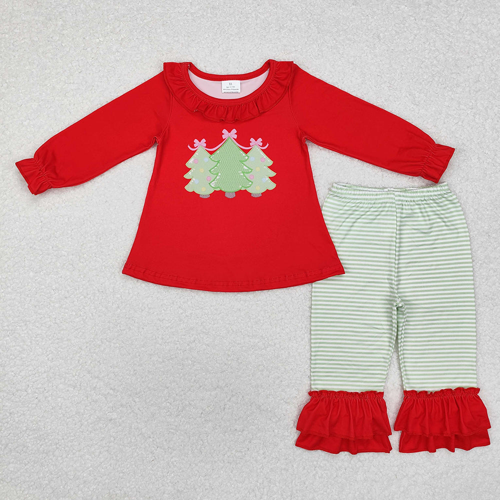 Baby Boy Girl Long Sleeves Christmas Tree Sibling Romper Clothes Set