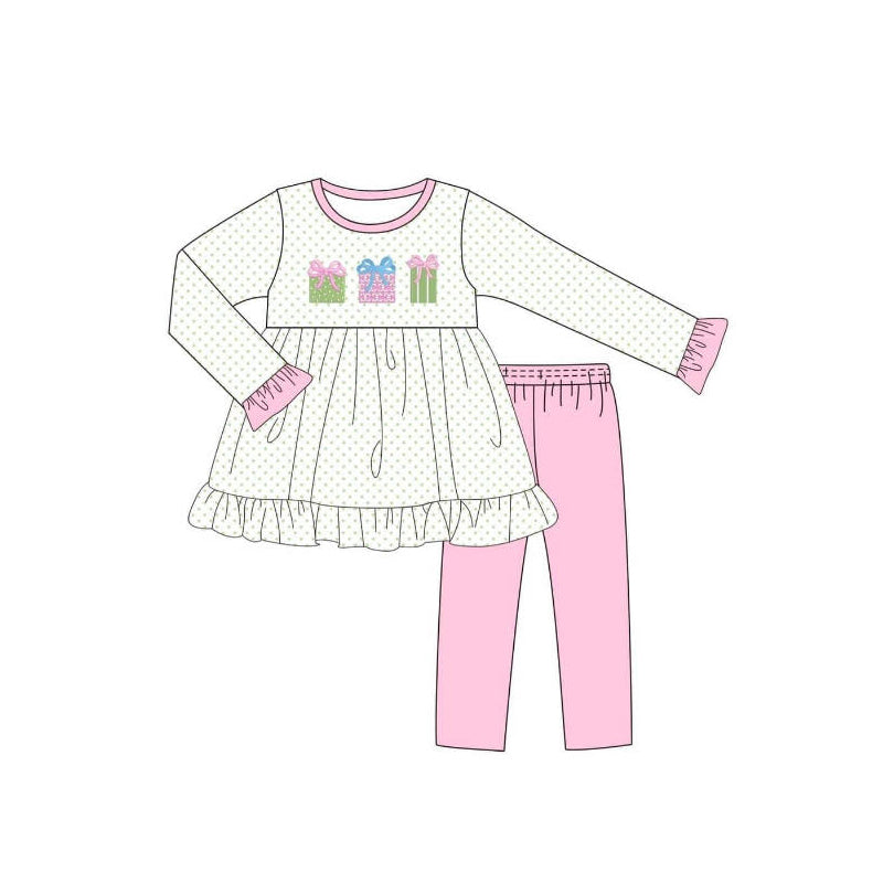 Pre-order Baby Girl Gifts Pink Dots Tunic Pink Pants Set