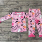 Baby Girl Long Sleeves Halloween Ghost Pumpkin Shirt Pants Pajamas Pink Set