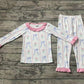 Baby Girl Long Sleeves Bows Flower Ruffle Shirt Pants Pajamas Set