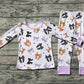 Baby Girl Long Sleeves Halloween Bows Shirt Pants Pajamas Bamboo Set