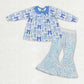 Sibling Baby Girls Long Sleeves Bows Tops Sequins Bell Pants Sets Clothes RTS