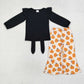 Sibling Baby Girls Kids Pumpkins Flower Tops Pants Fall Clothes Sets RTS