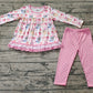 Baby Girl Long Sleeves Christmas Dog Ruffle Tops Dots Pink Pants Set