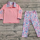 Baby Girl Long Sleeves Pink Shirt Floral Pants Pajamas Set