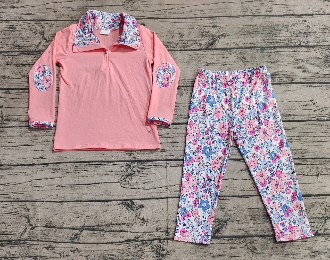 Baby Girl Long Sleeves Pink Shirt Floral Pants Pajamas Set