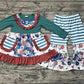 Baby Girl Long Sleeves Flower Pocket Tunic Stripes Bell Pants Set