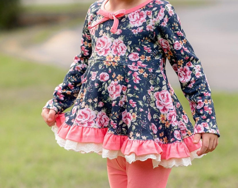 Pre-order Baby Girl Flower Tunic Cotton Pants Set