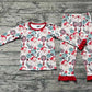 Baby Girl Long Sleeves Christmas Western Santa Cactus Shirt Pajamas Set