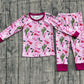 Baby Girl Long Sleeves Christmas Western Boots Cactus Pajamas Clothes Set RTS