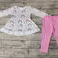 Baby Girl Long Sleeves Rainbow Hearts Tunic Pink Cotton Pants Valentine Set