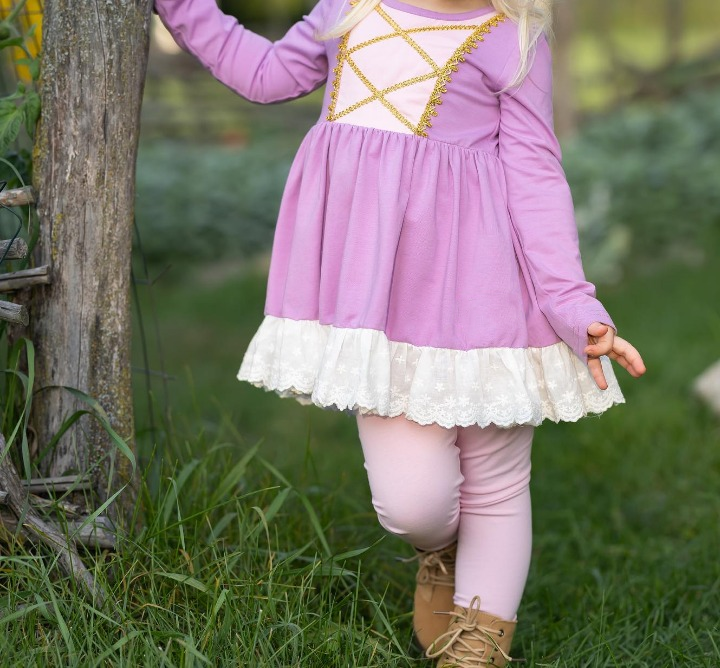 Pre-order Baby Girl Princess Purple Tunic Pants Clothes Set