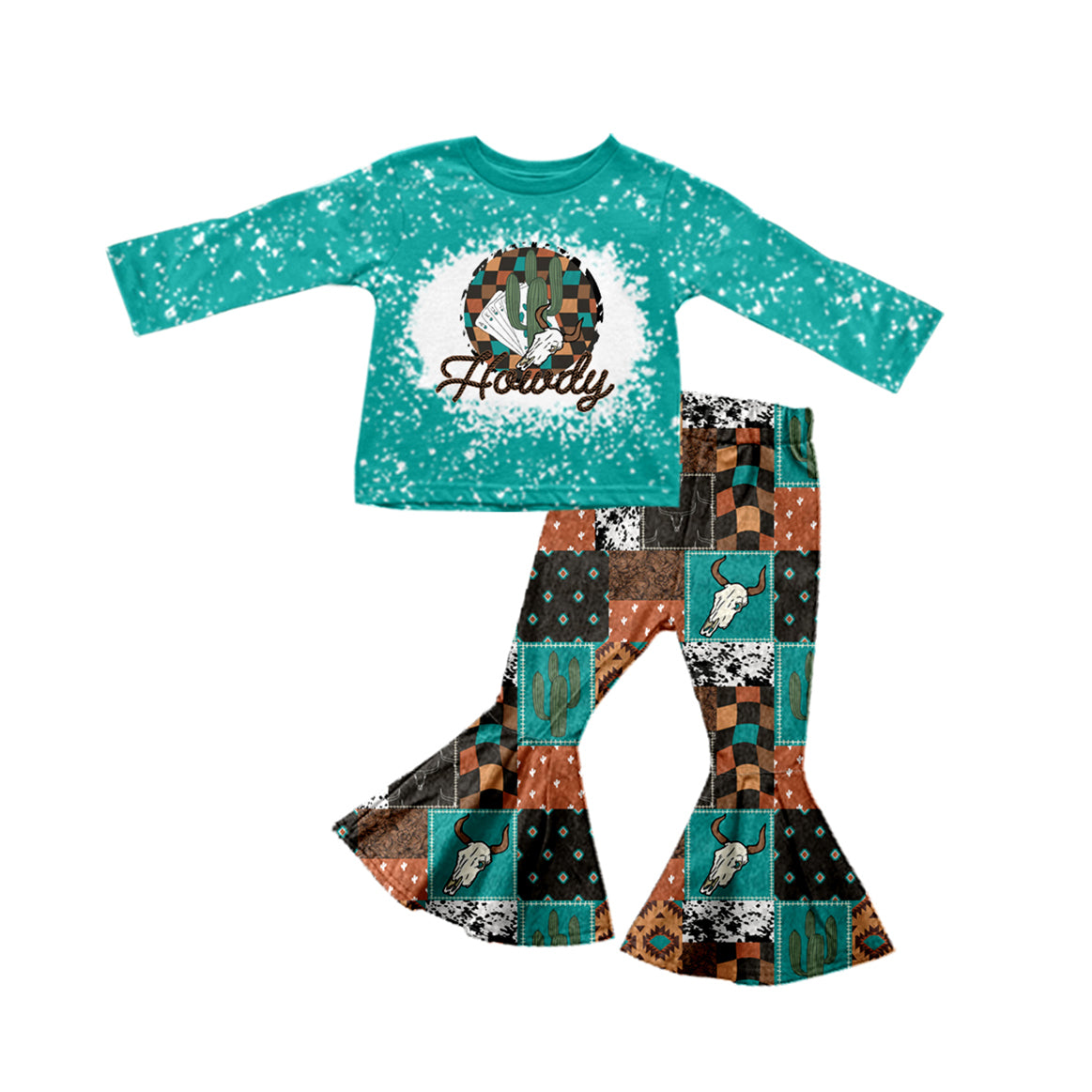 Baby Girl Baby Girl Western Howdy Shirt Bell Pants Clothes Set