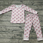 Baby Girl Long Sleeves Santa Shirt Pants Pajamas Pink Clothes Set