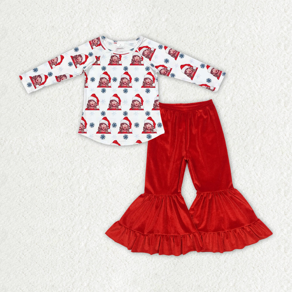 Baby Girl Christmas Singer Shirt Red Bell Pants Clothes Set