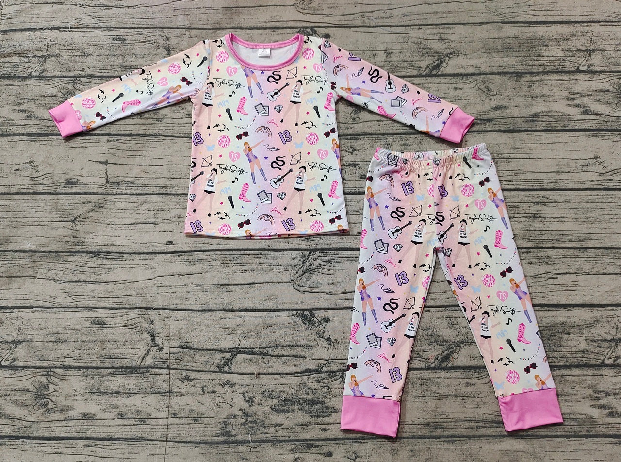 Baby Girl Singer Long Sleeves Shirt Pants Pajamas Clothes Bamboo Set