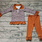 Baby Girl Long Sleeves Leopard Zipper Shirt Cotton Pants Clothes Set