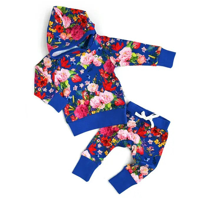 Pre-order Baby Girl Flower Hoodie Shirt Pants Outfit Clothes Set