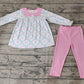 Baby Girl Long Sleeves Flower Bows Tunic Pink Cotton Legging Clothes Set