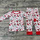 Baby Girl Christmas Bows Shirt Pants Pajamas Clothes Bamboo Set