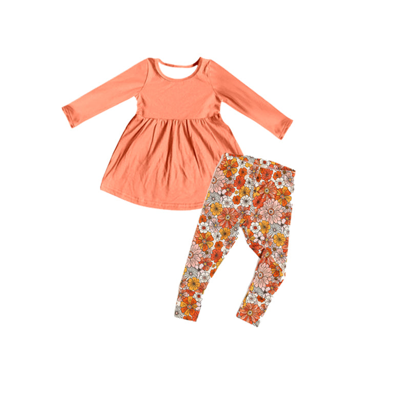 Pre-order Baby Girl Long Sleeves Cotton Tunic Floral Pants Clothes Set