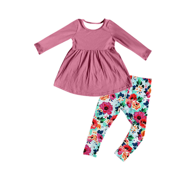 Pre-order Baby Girl Cotton Tunic Floral Legging Clothes Set