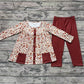 Baby Girl Long Sleeves  Brown Flower Tunic Pants Clothes Set