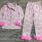 Adult Women Christmas Santa Shirt Pants Pink Set Pajamas